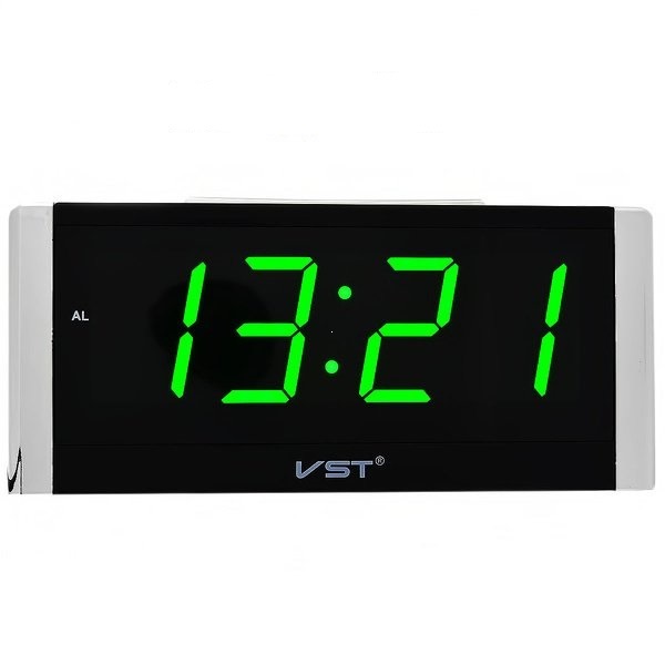 VST-731-4 часы электронные (ярко-зелёные цифры) кабель с USB, блок в комплект не входит!   оптом